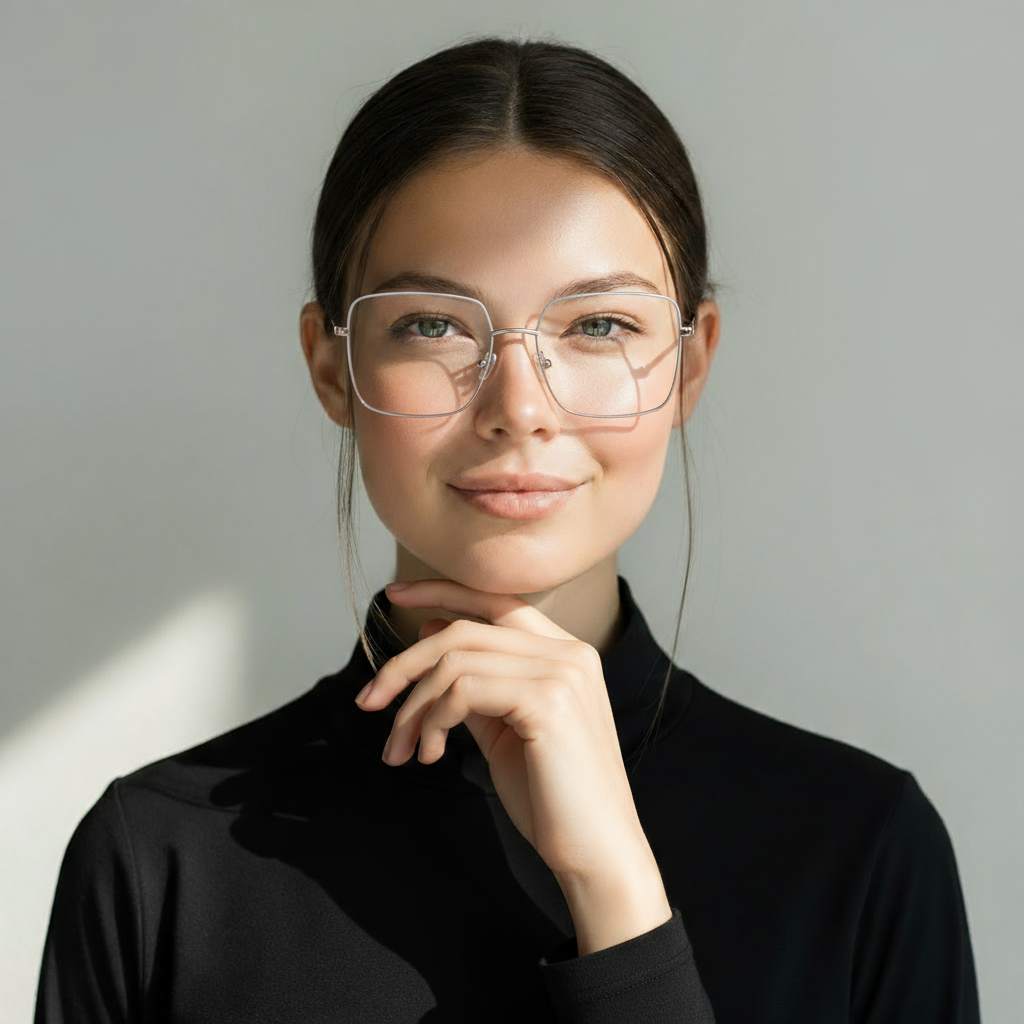 Oversized square white and pink eyeglasses