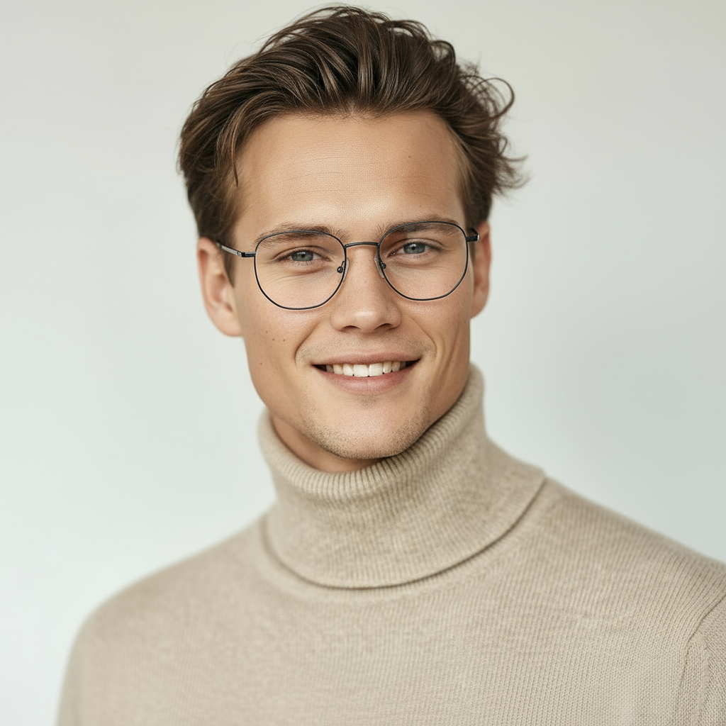 Minimal geometric titan black eyeglasses