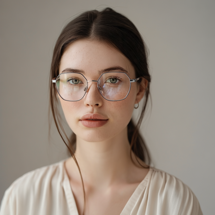 Minimal geometric black and silver eyeglasses