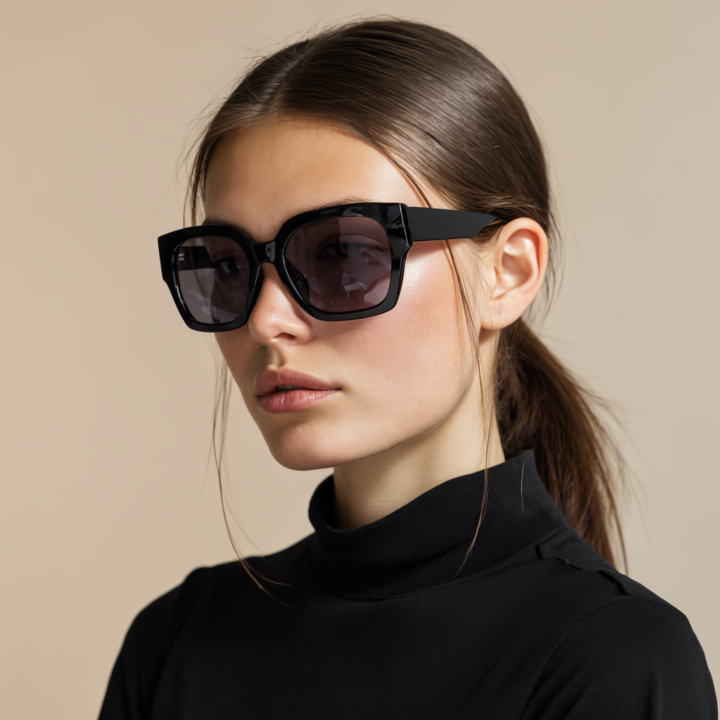 Bold rectangle black sunglasses