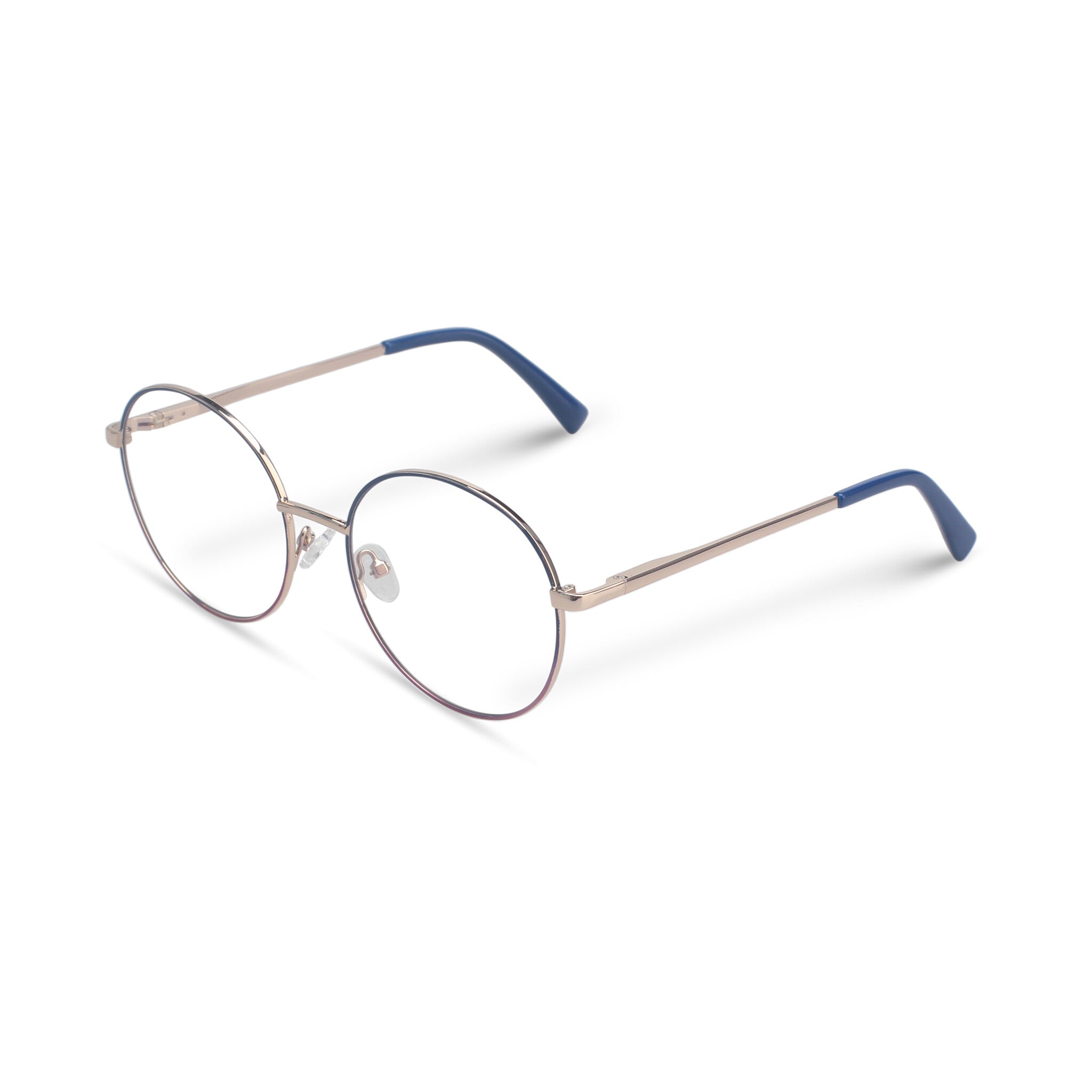 Round silver eyeglasses with thin frame
