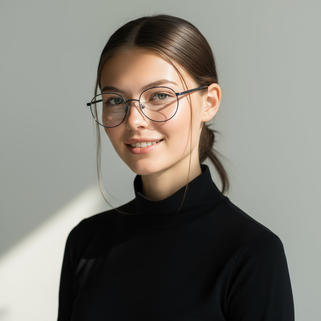 Round black eyeglasses