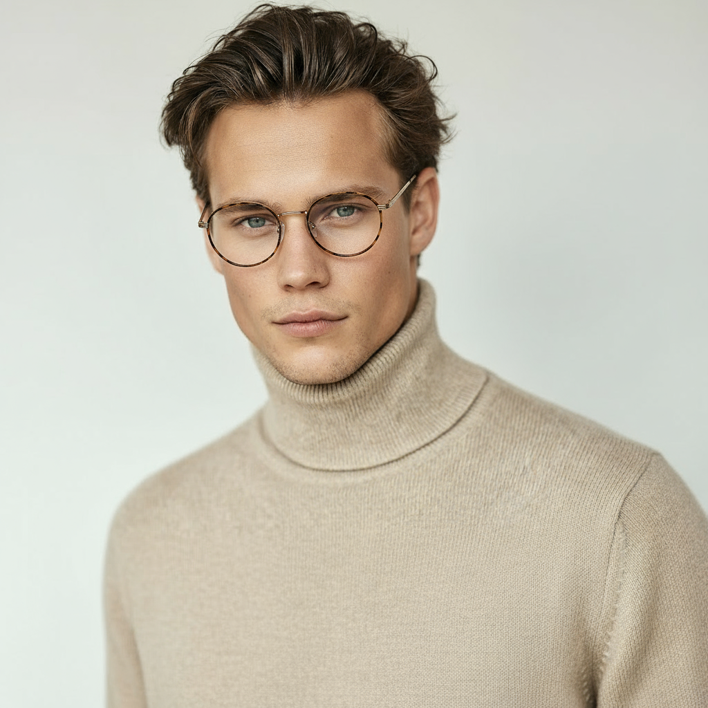 Round tortoise and gold eyeglasses