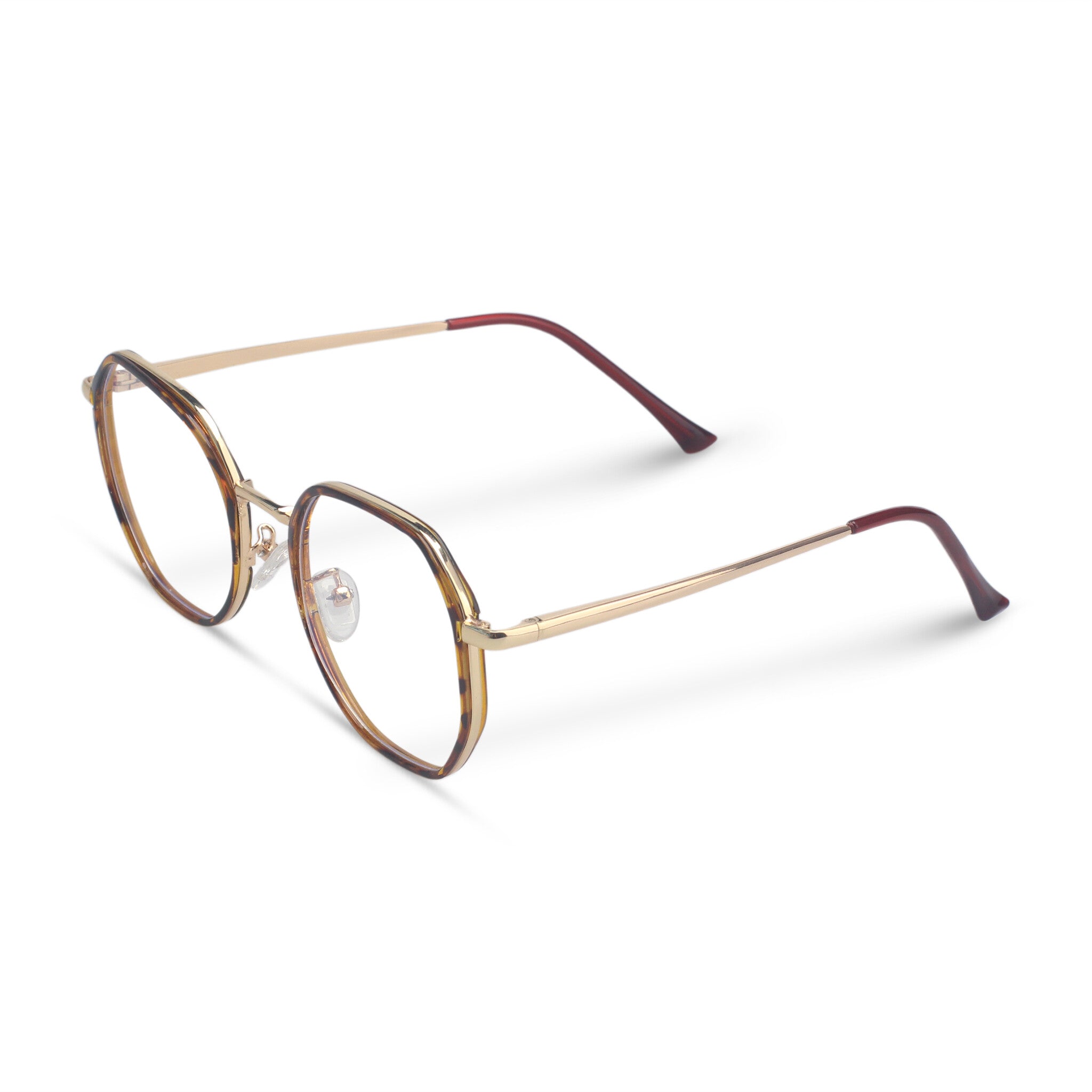 Geometric tortoise and gold eyeglasses