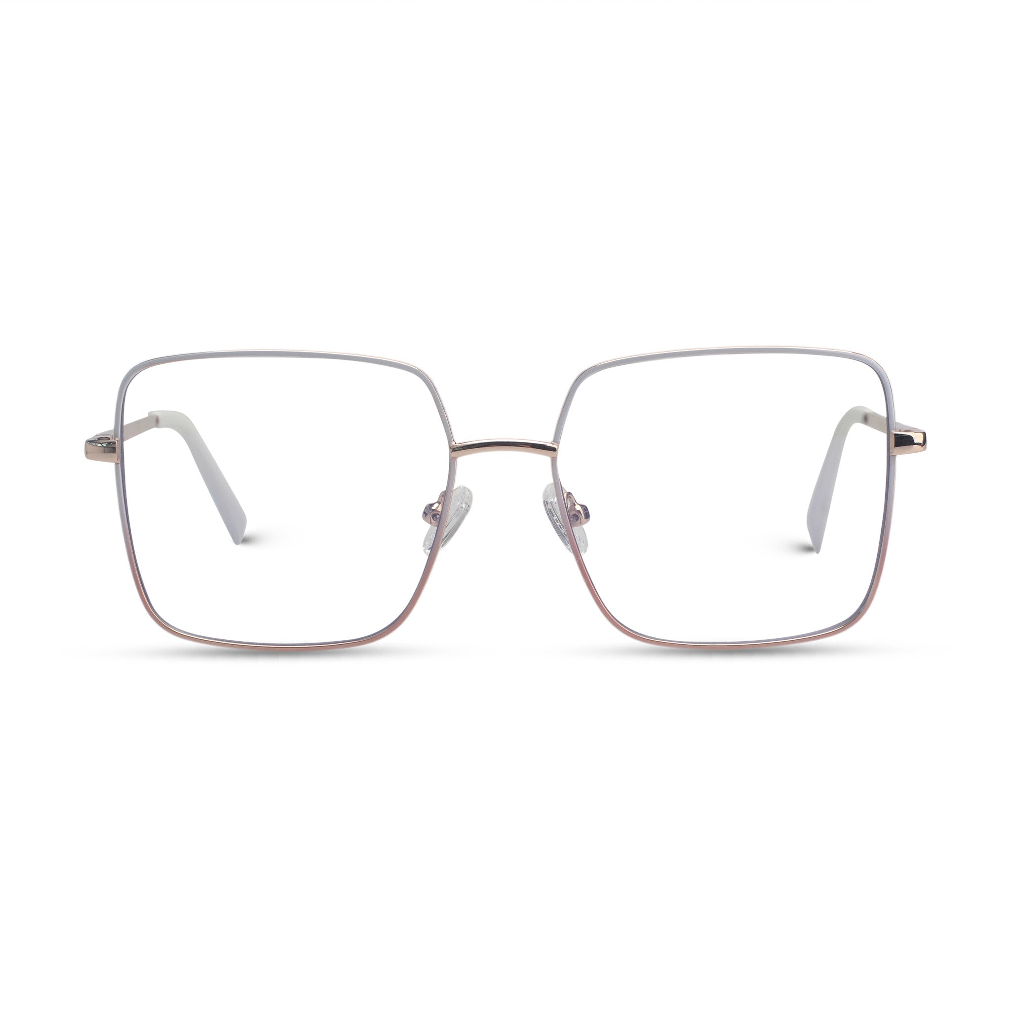 Oversized square white and pink eyeglasses
