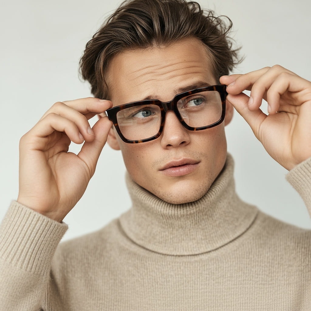 Bold rectangle tortoise eyeglasses