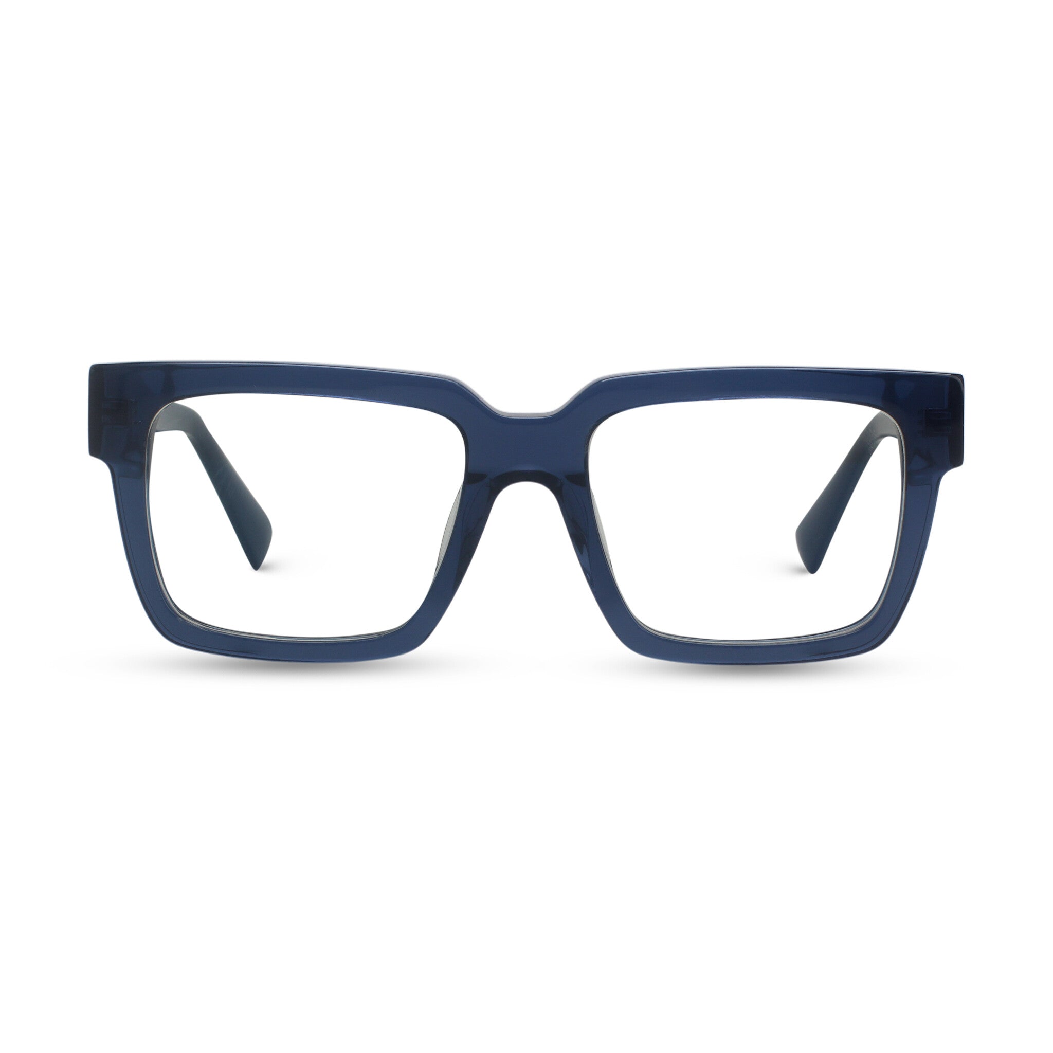 Bold rectangle blue eyeglasses
