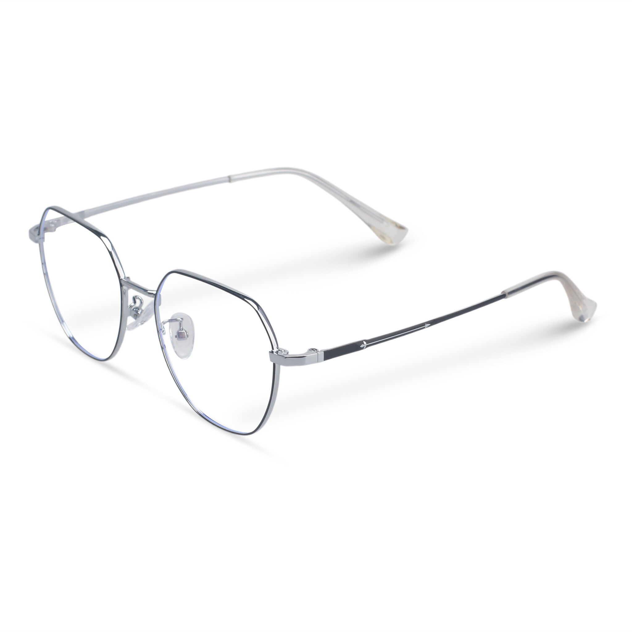 Minimal geometric black and silver eyeglasses