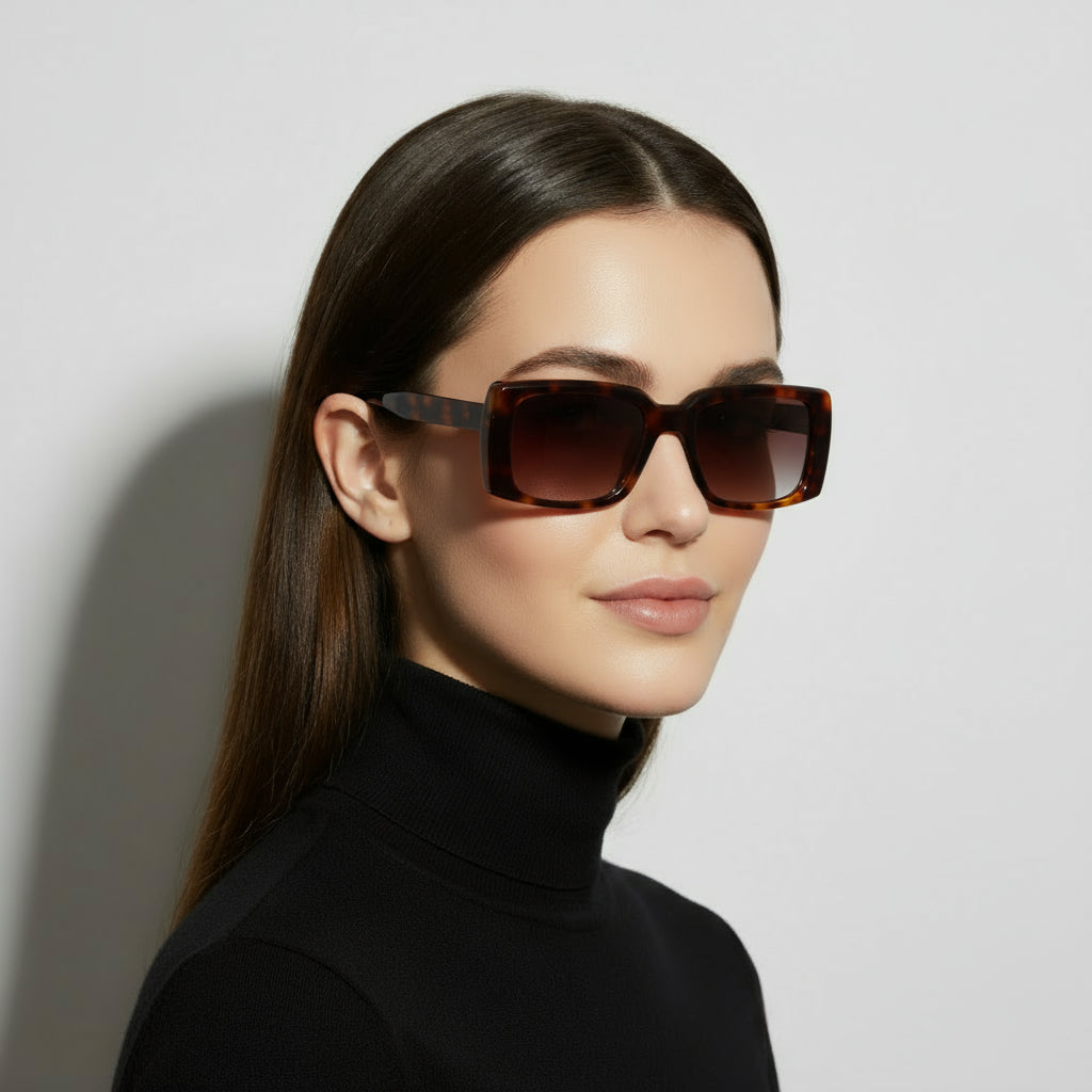 Stylish rectangle tortoise sunglasses
