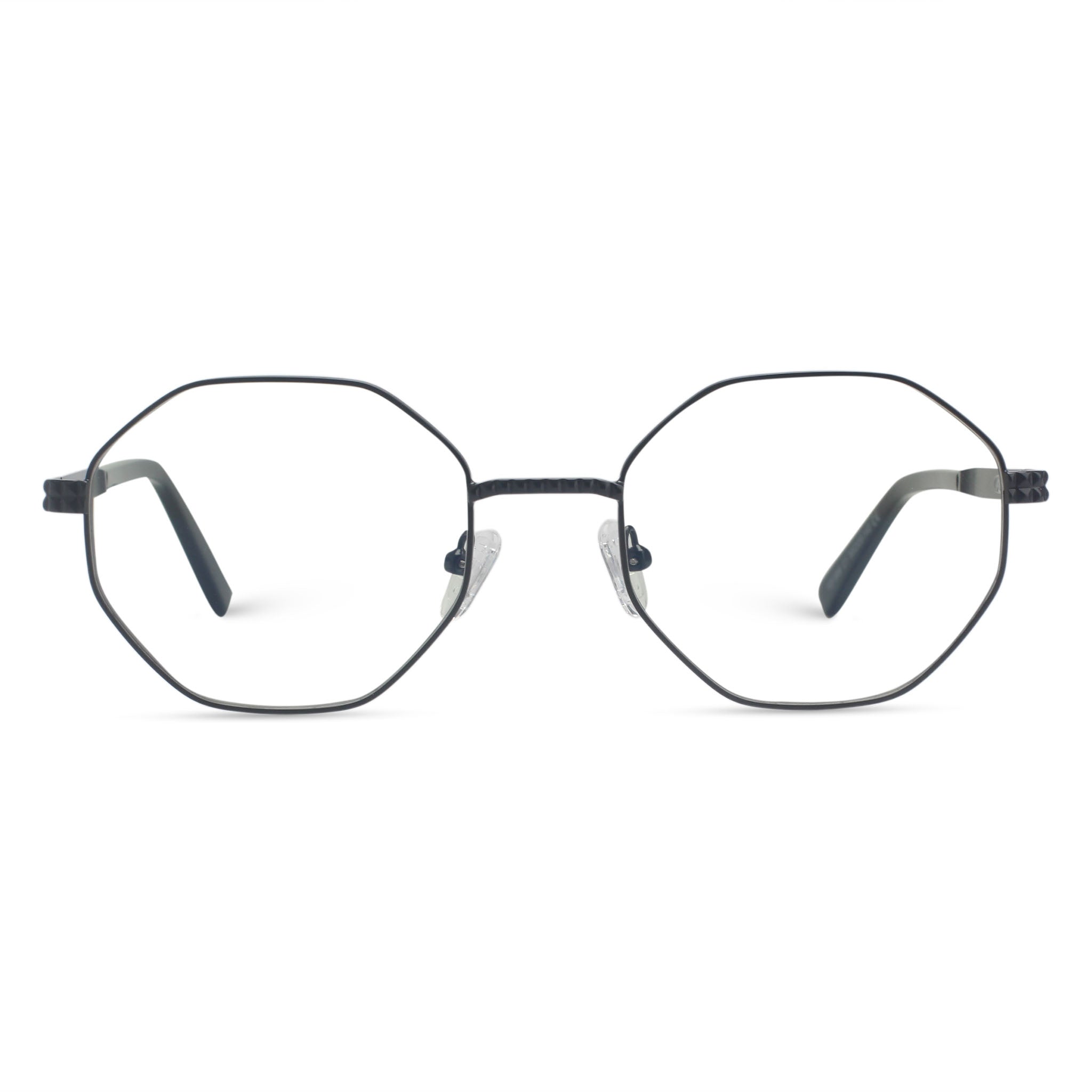 Metal geometric black eyeglasses
