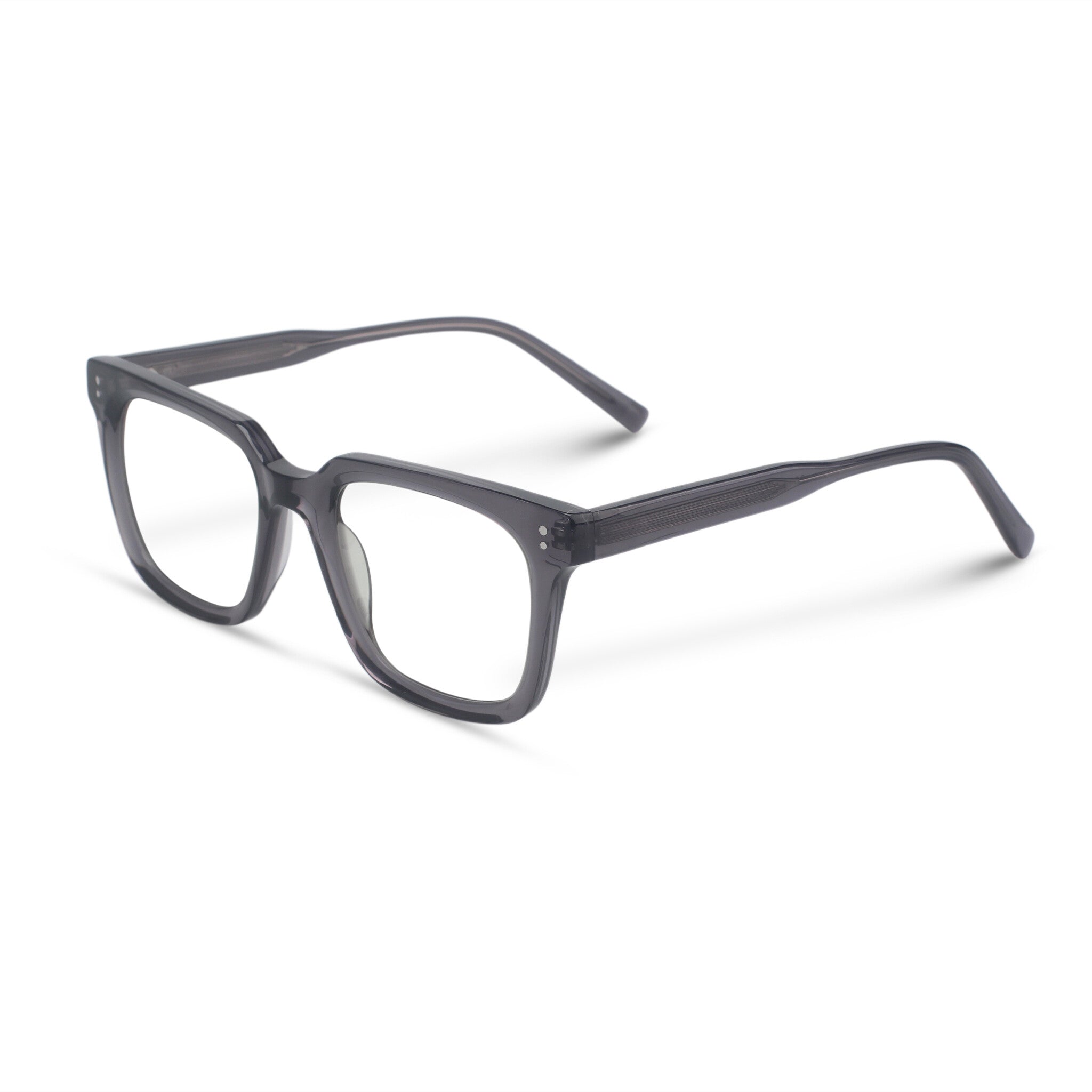 grey square plastic eyeglasses