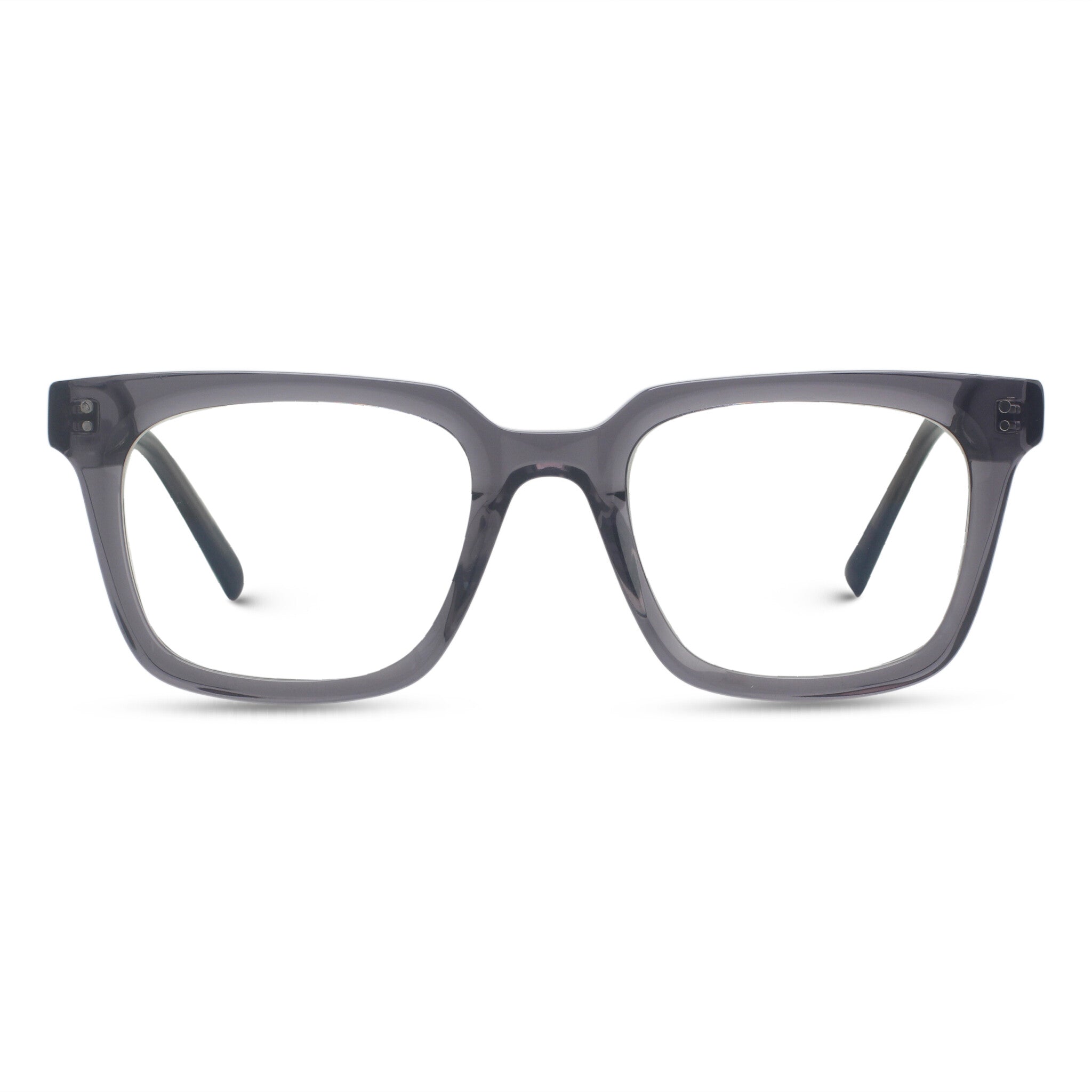 grey square plastic eyeglasses