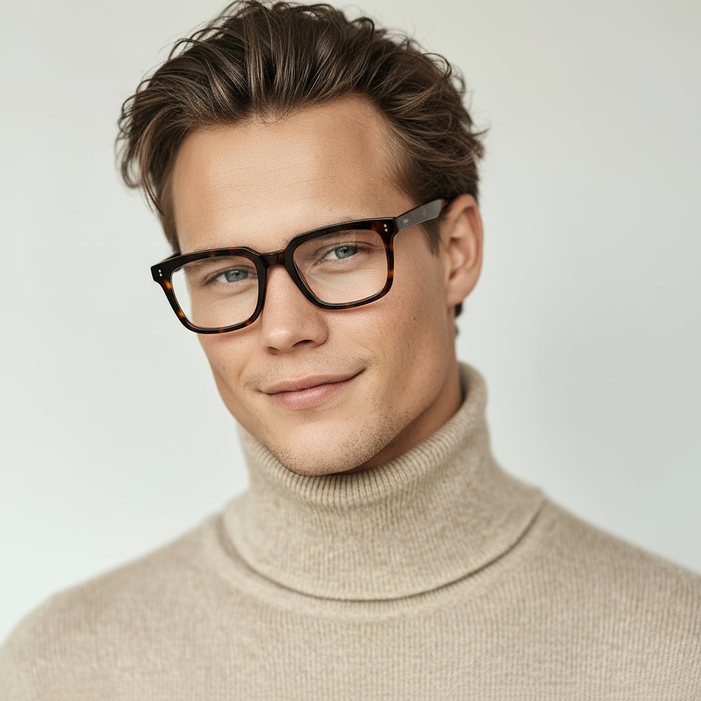 Black square plastic eyeglasses