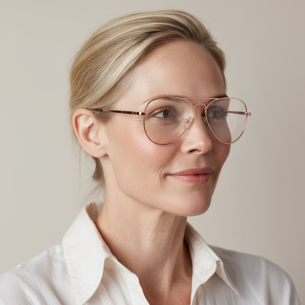 Classic aviator rose gold eyeglasses