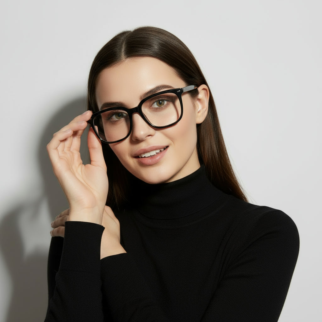 Oversized square black eyeglasses