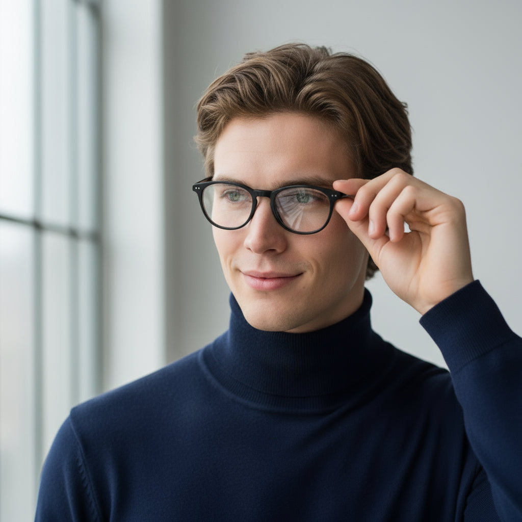 Minimal square/round black eyeglasses