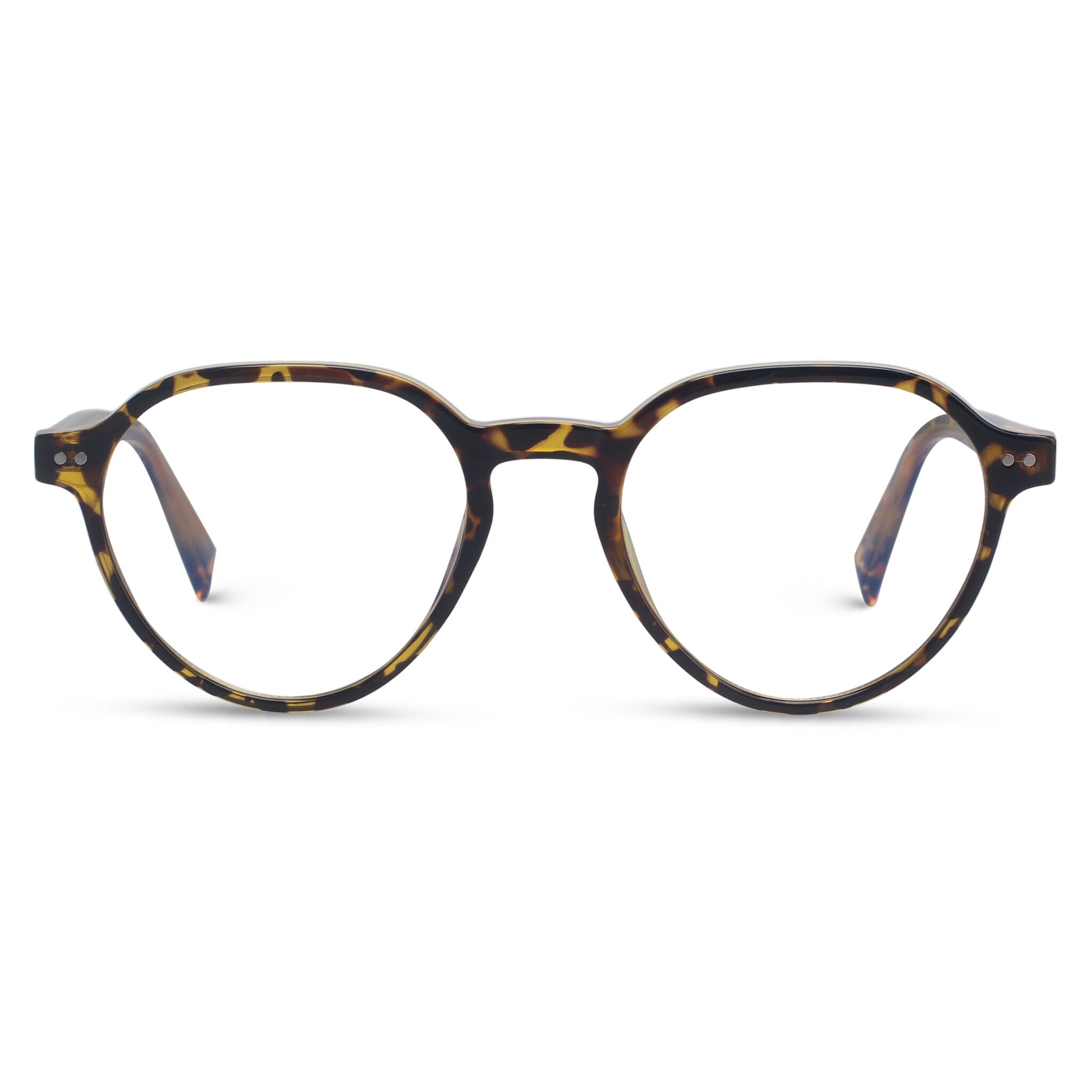 Round acetate tortoise eyeglasses