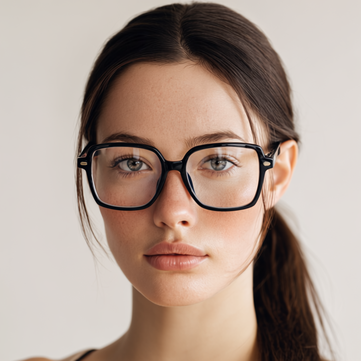 Geometrical black eyeglasses