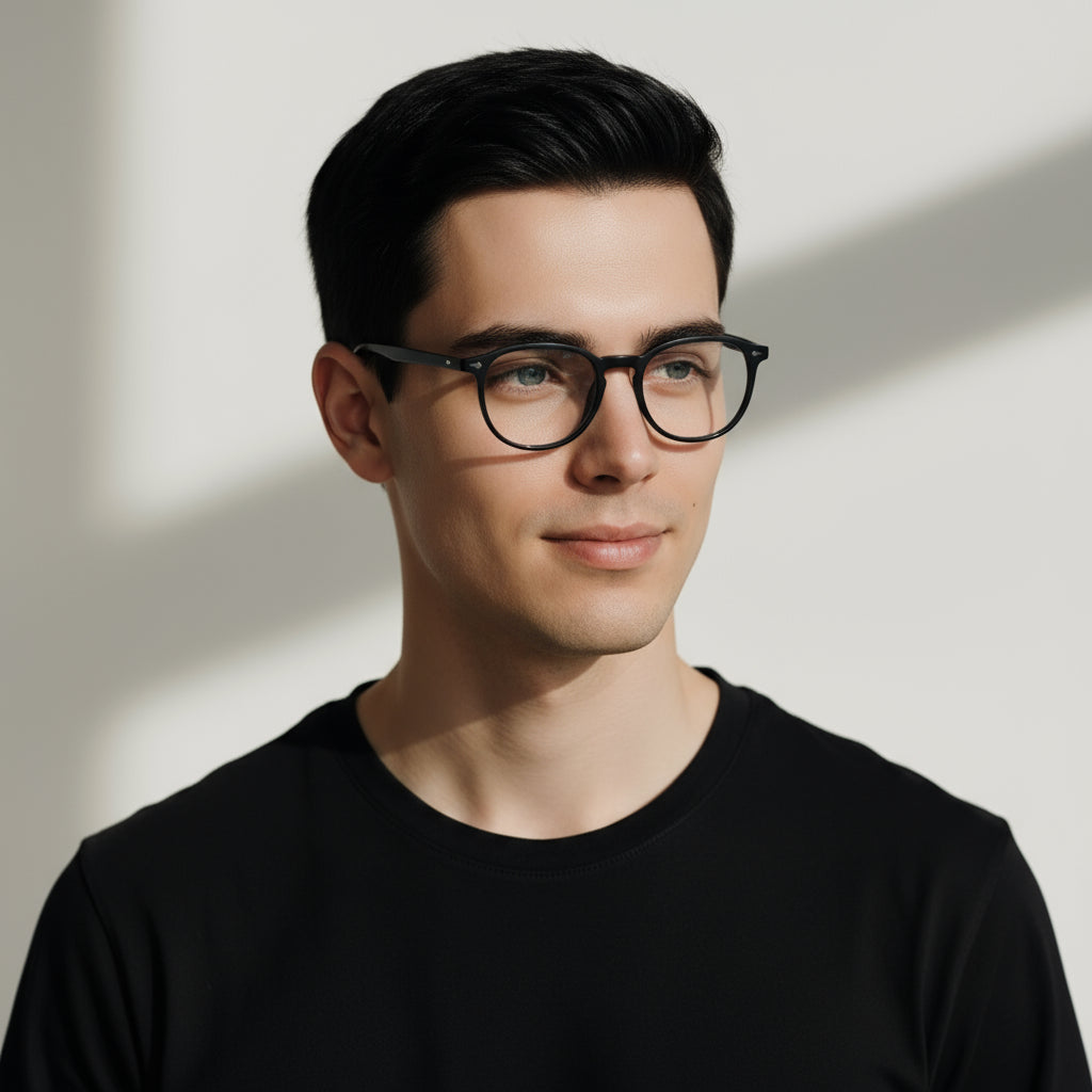 Black plastic eyeglasses