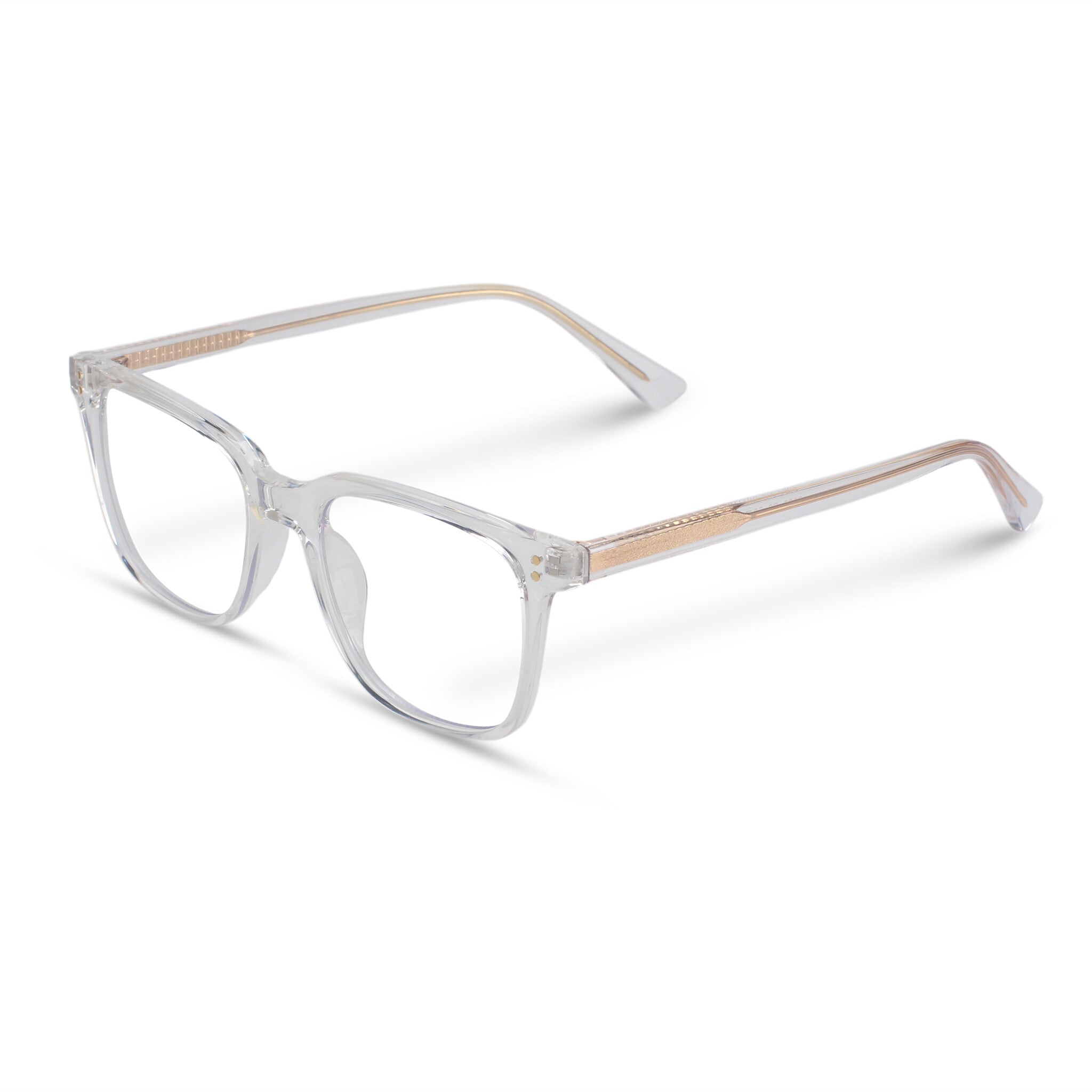 clear transparent squared plastic eyeglasses