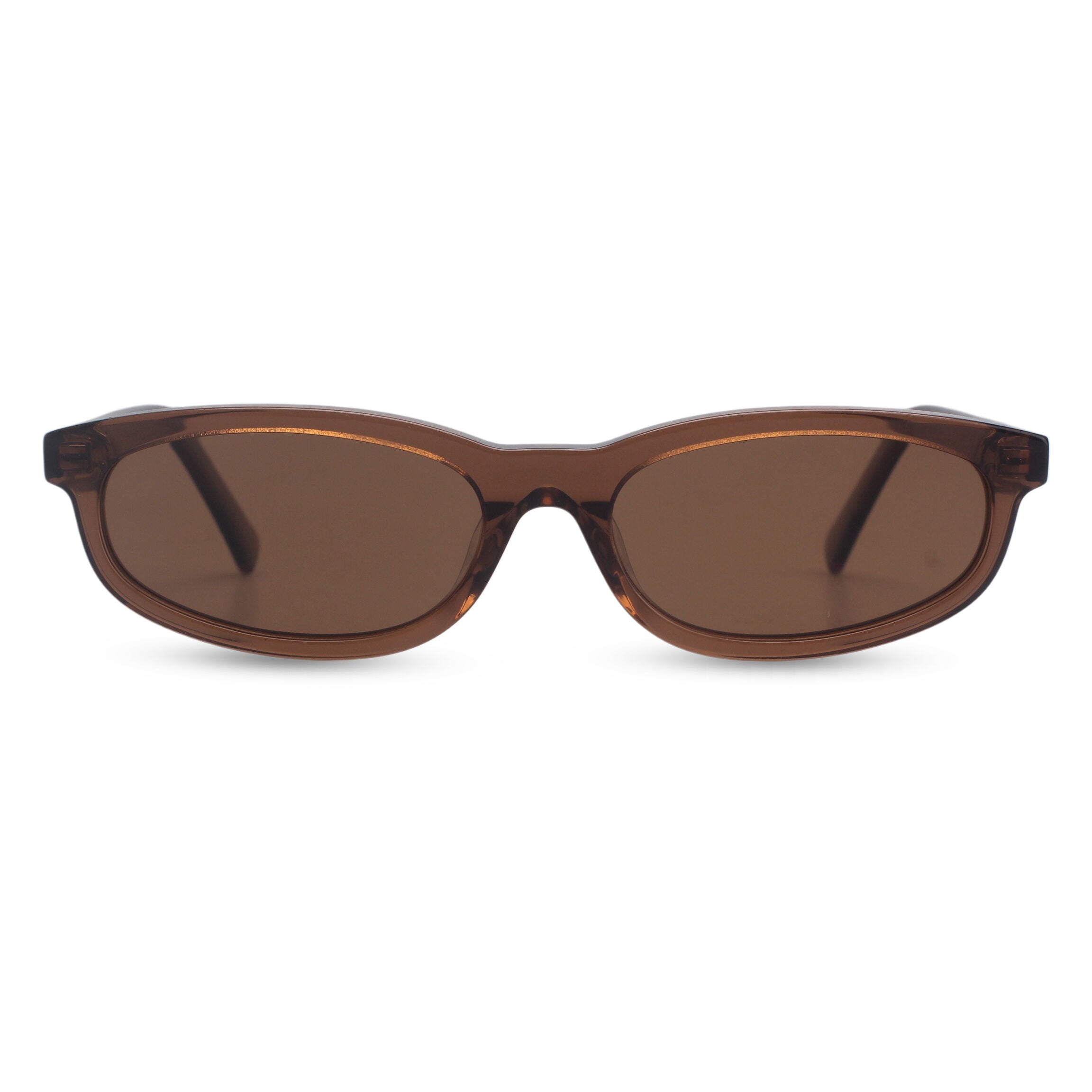 Minimal oval brown sunglasses
