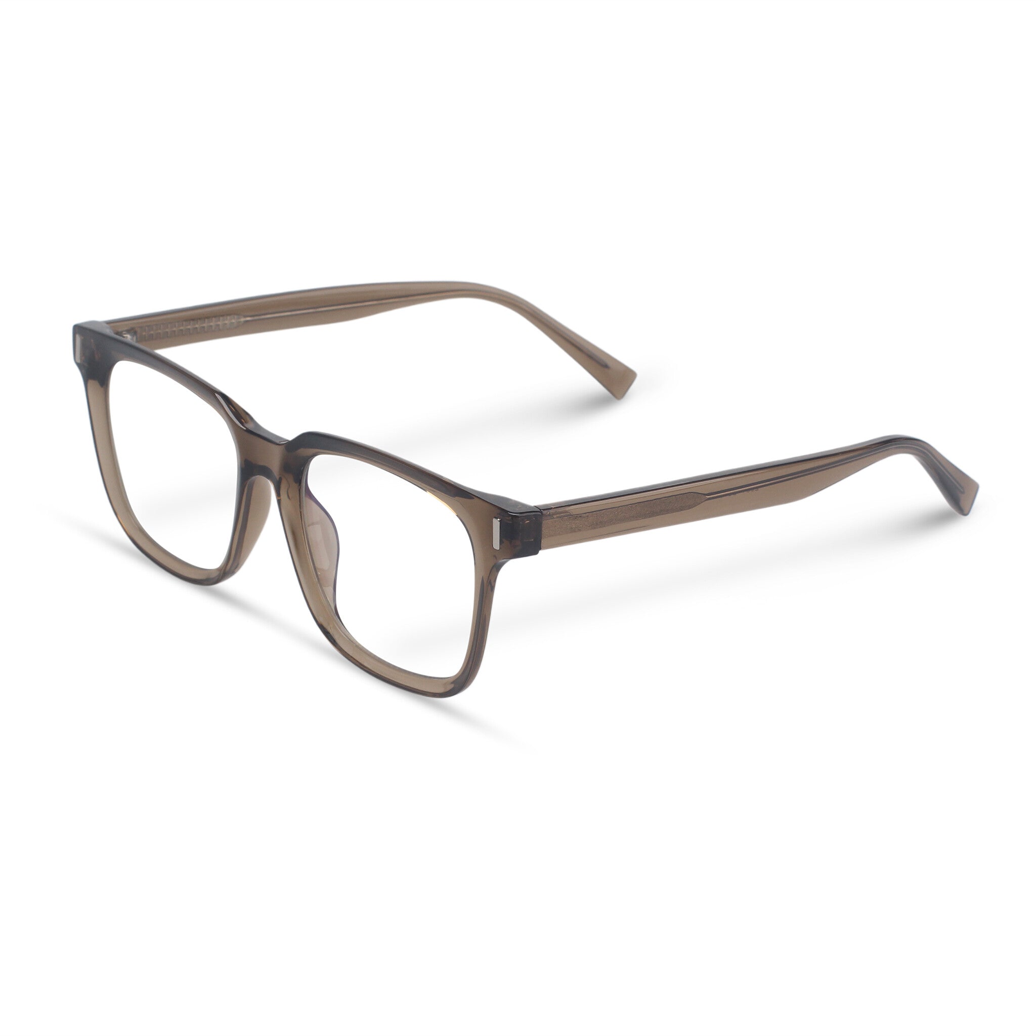 Grey brown square plastic eyeglasses