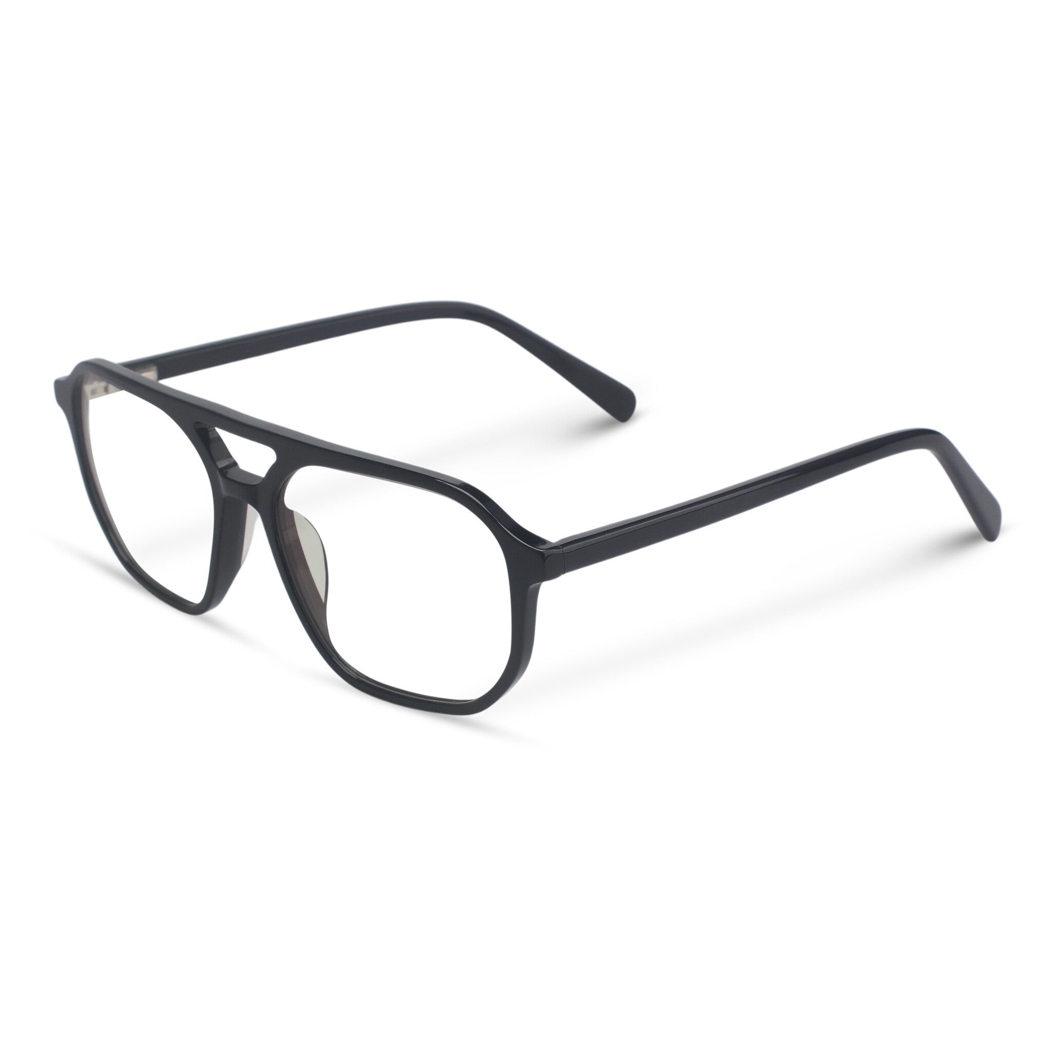 Black acetate aviator eyeglasses