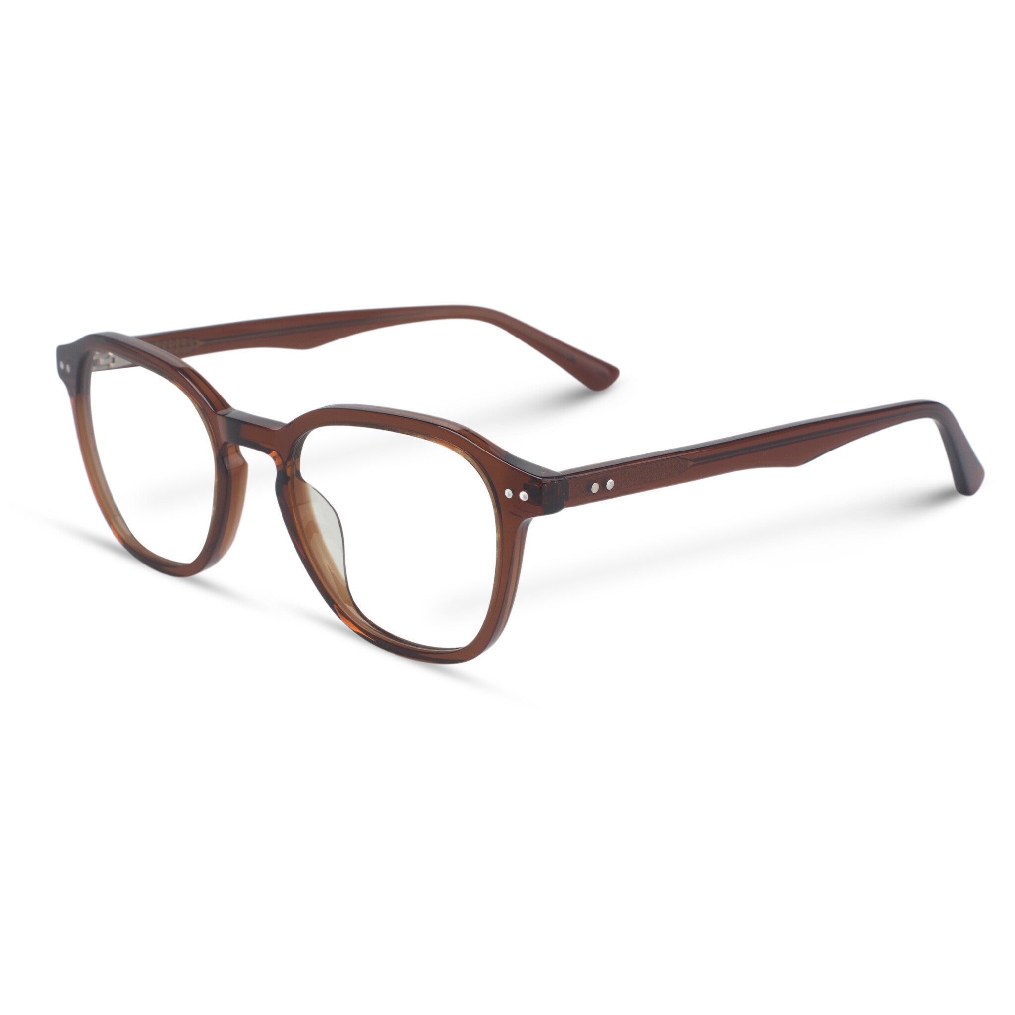 Minimal square brown eyeglasses
