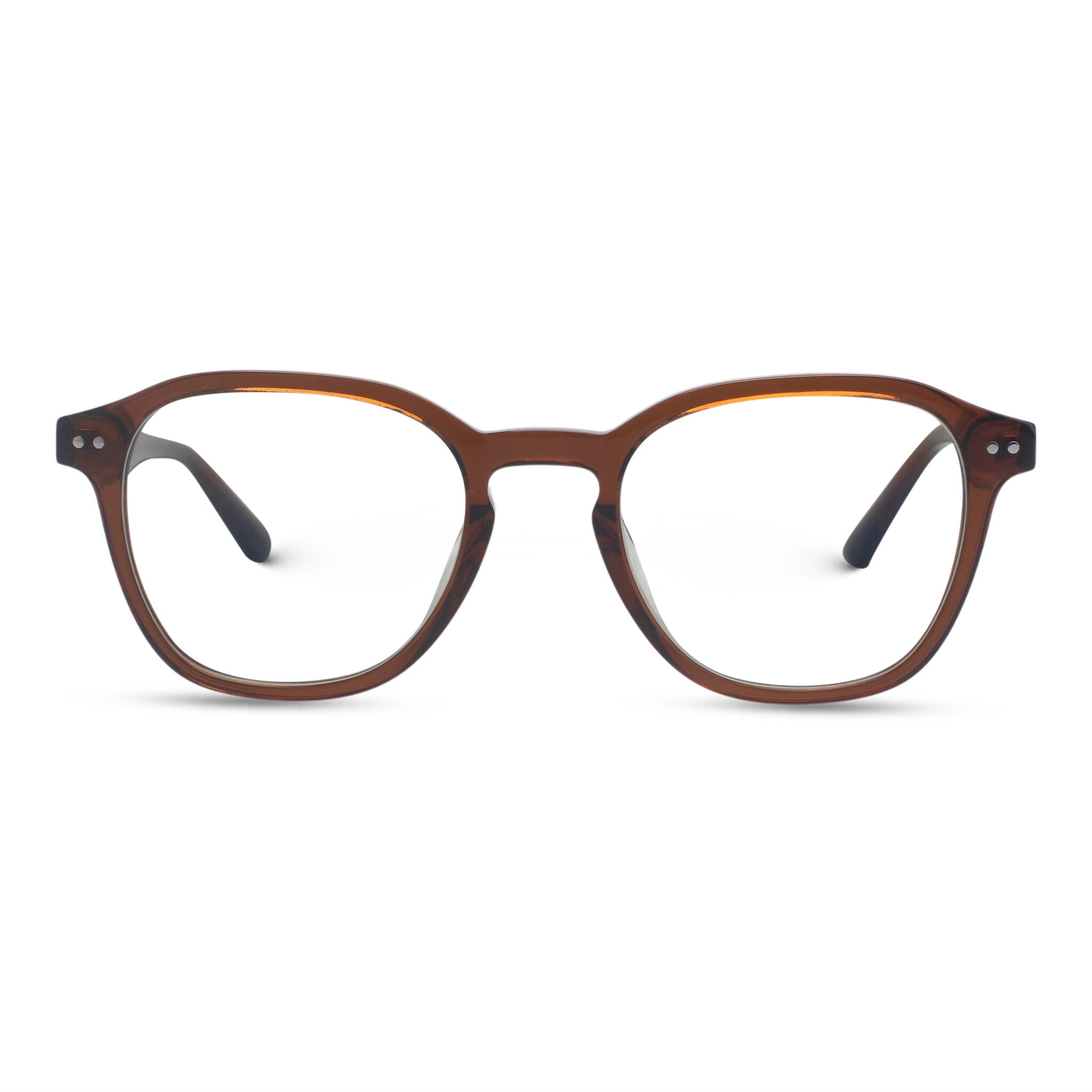 Minimal square brown eyeglasses