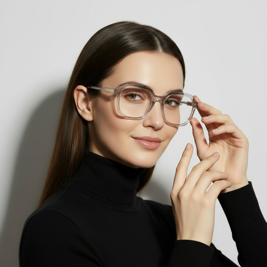Clear transparent plastic eyeglasses